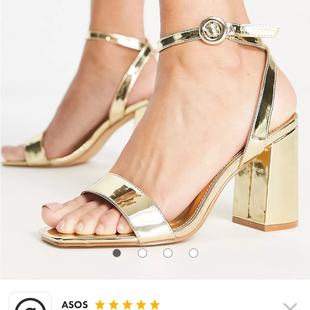 Be Mine block heel gold heels